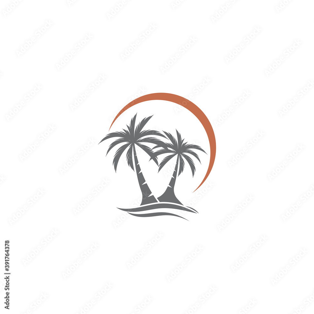 Palm tree summer logo template