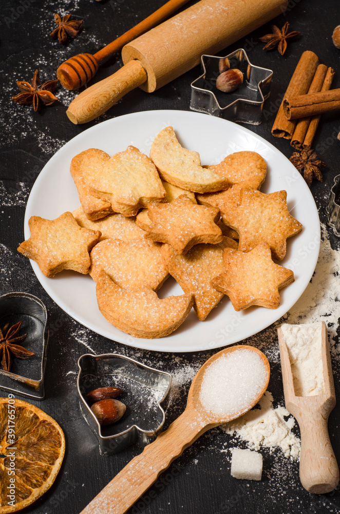 Christmas homemade gingerbread cookies on a white table top view. Festive homemade gingerbread cookies. Christmas time. Traditional Christmas cookies
Christmas homemade gingerbread cookies on a white table top view. Festive homemade gingerbread cookies. Christmas time. Traditional Christmas cookies