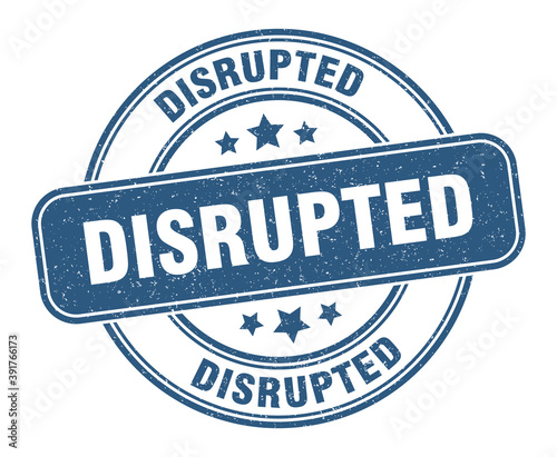 disrupted stamp. disrupted label. round grunge sign