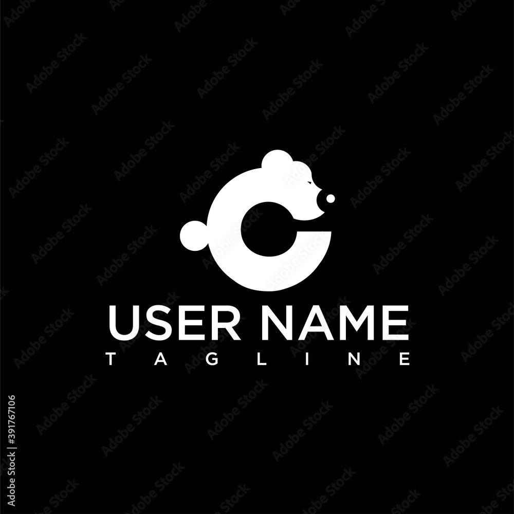 Obraz premium letter C dog logo , dog letter c logo design icon vector image, letter c dog 
