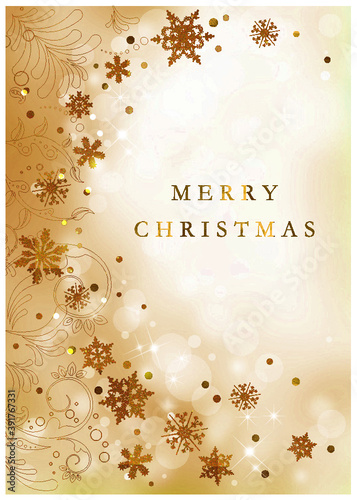 クリスマス_雪の結晶_金テクスチャ背景