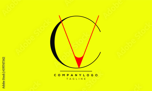 CV VC leaf initials monogram letter text alphabet logo design