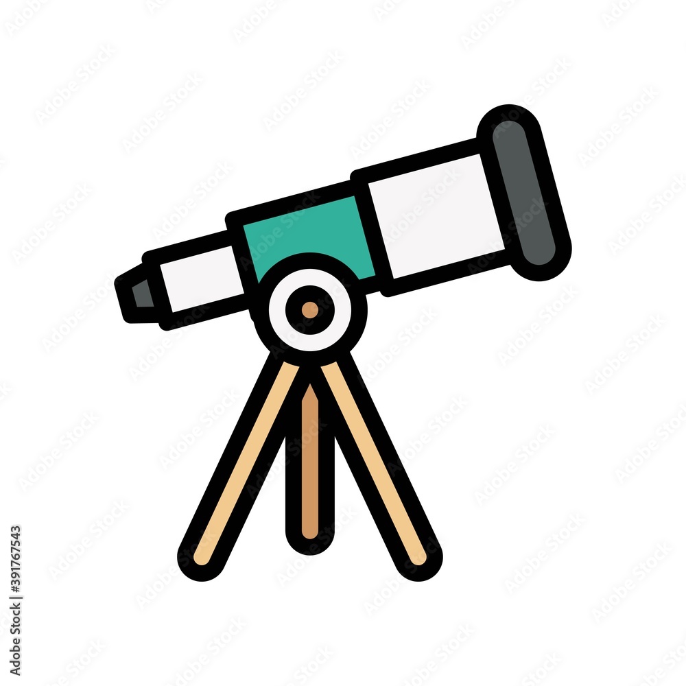 high school related telescope with stand vectors with editable stroke,
