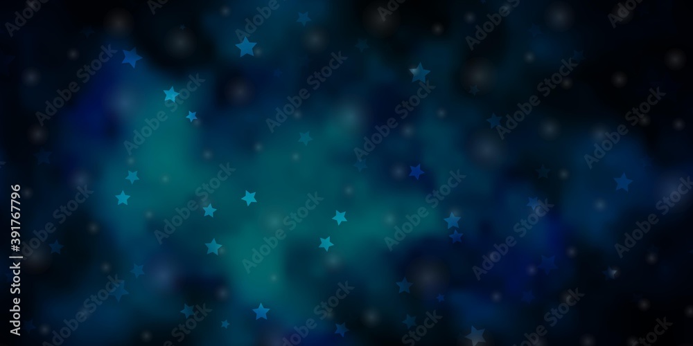 Dark BLUE vector pattern with abstract stars.