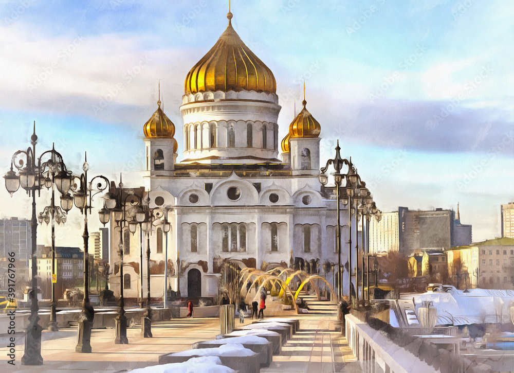 Christ the Saviour cathedral colorful painting looks like picture
