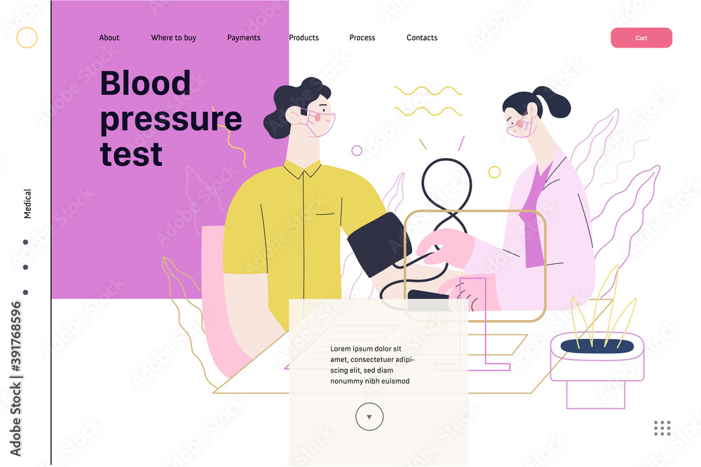 Medical tests template blood pressure test modern flat vector