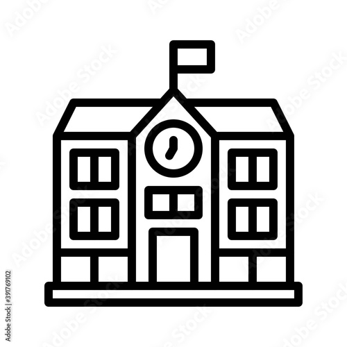 Obraz na płótnie high school related school building with flag and clock vectors in lineal style, w salonie