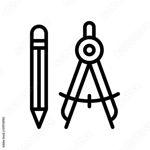 high school related compas or divider with pencil vectors in lineal style,