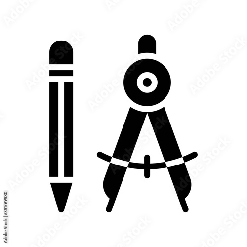 Obraz na płótnie high school related compas or divider with pencil vectors in solid design, w salonie