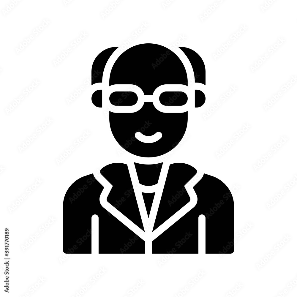 high school related school teacher with glasses and dress vectors in solid design,