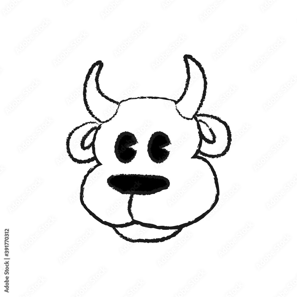 牛のキャラクターの顔のイラスト 牛のキャラクターの顔のイラスト