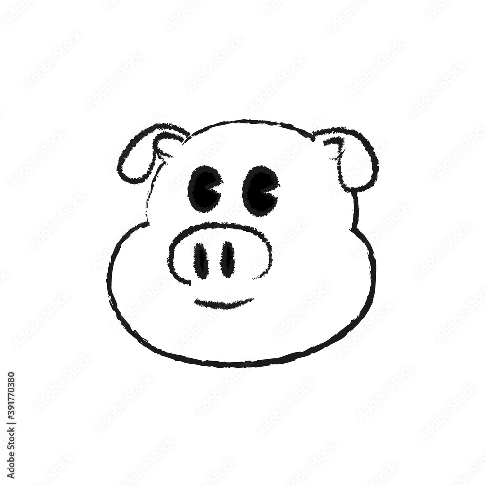 Fototapeta premium ブタのキャラクターの顔のイラスト