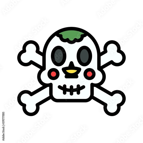 dia de los or muertos related muertos skull with teath vector with editable stroke,