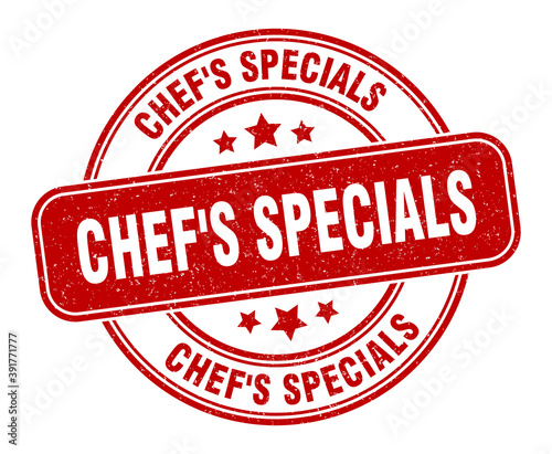 chef's specials stamp. chef's specials label. round grunge sign