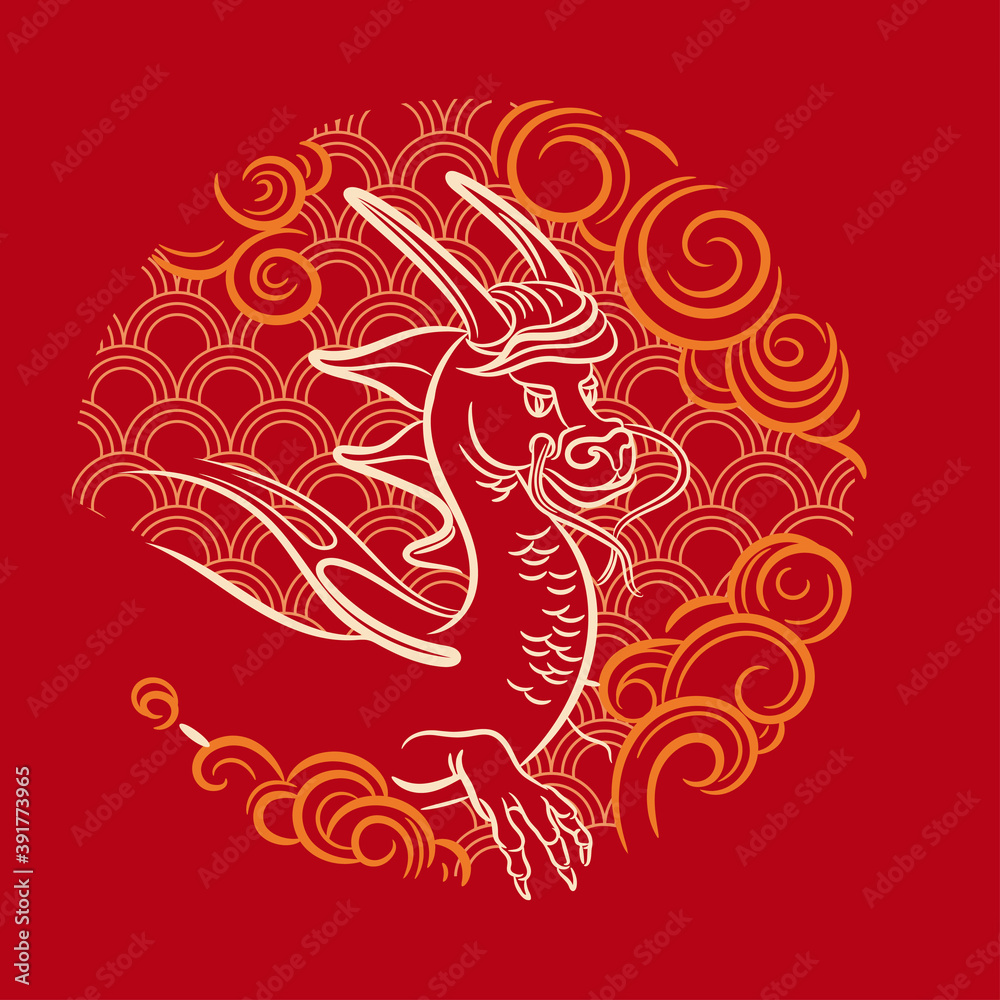 Obraz premium Chinese zodiac sign of the year of the dragon. The symbol of the eastern horoscope.