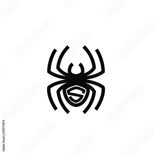 abstract spider line outline with initial letter s vector icon black design isolated background photo