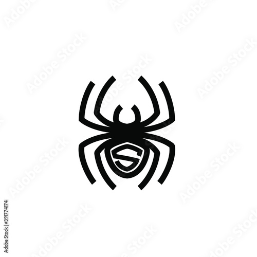 abstract spider line outline with initial letter s vector icon black design isolated background