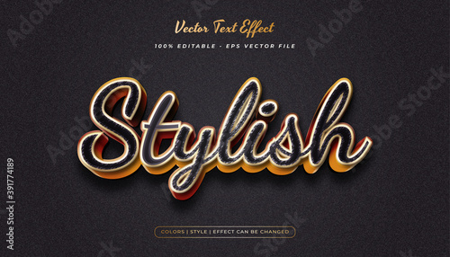 Elegant 3d text style with embossed and textured effect in black and gold concept