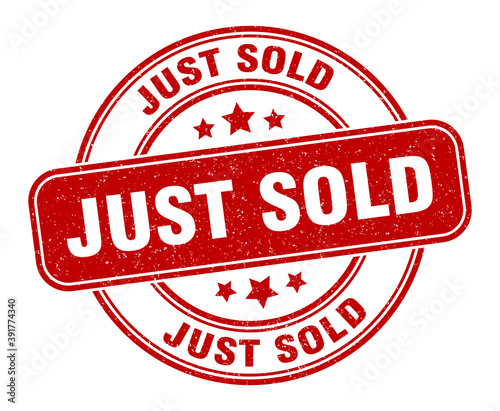 just sold stamp. just sold label. round grunge sign