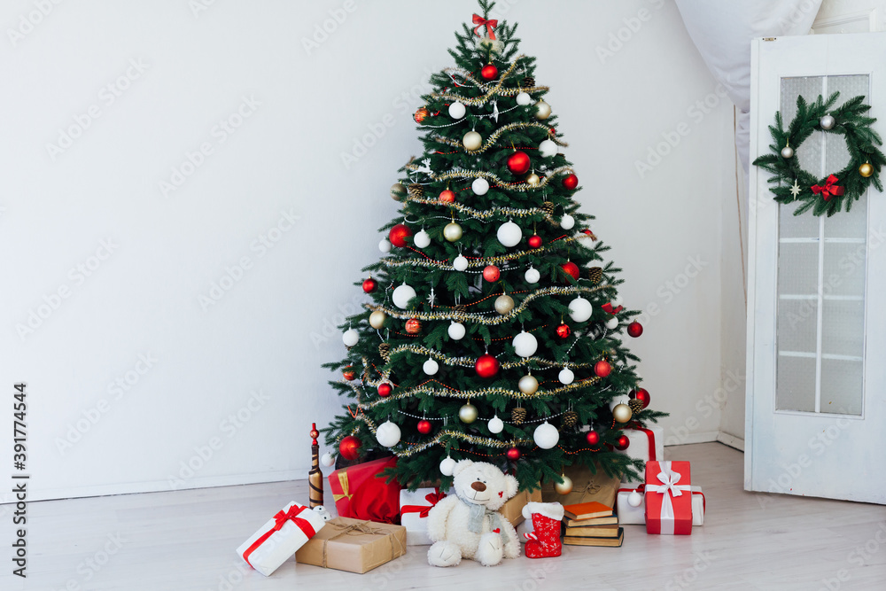 New Year's Interior Christmas Tree with gifts decor 2021 2022