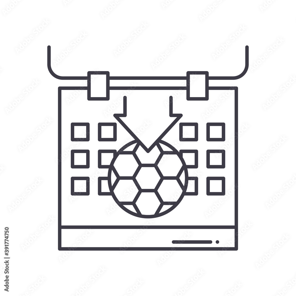 Appointments kick icon, linear isolated illustration, thin line vector, web design sign, outline concept symbol with editable stroke on white background. Appointments kick icon, linear isolated illustration, thin line vector, web design sign, outline concept symbol with editable stroke on white background.