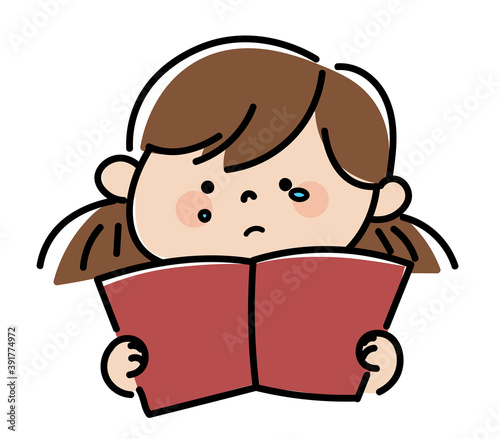 本を読んで感動する女の子のイラスト