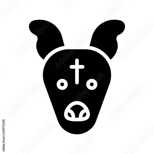 Obraz na płótnie dia de los or muertos related muertos dog face with cross sign vector in solid design, w salonie