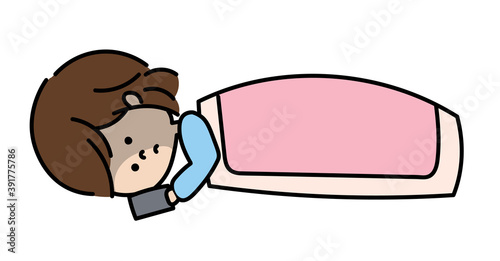 寝ながらスマホを触る女の子のイラスト