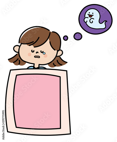 怖い夢をみる女の子のイラスト