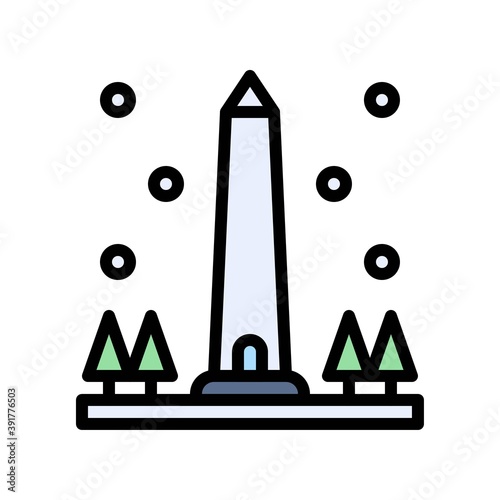 snow town in winter related obelisk with ice and tree vectors with editable stroke,