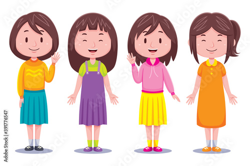 Cute Girl Kids Illustration