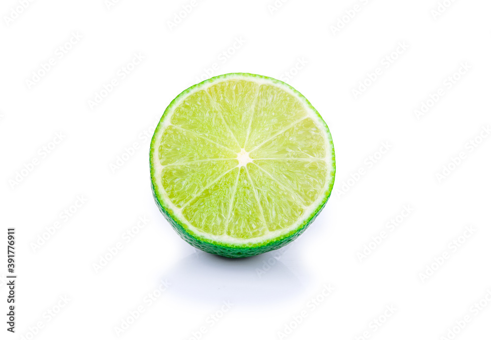 Lime fruit on white background