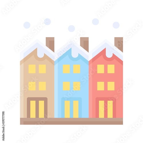 snow town in winter related winter or town building with ice and windows vectors in flat style,