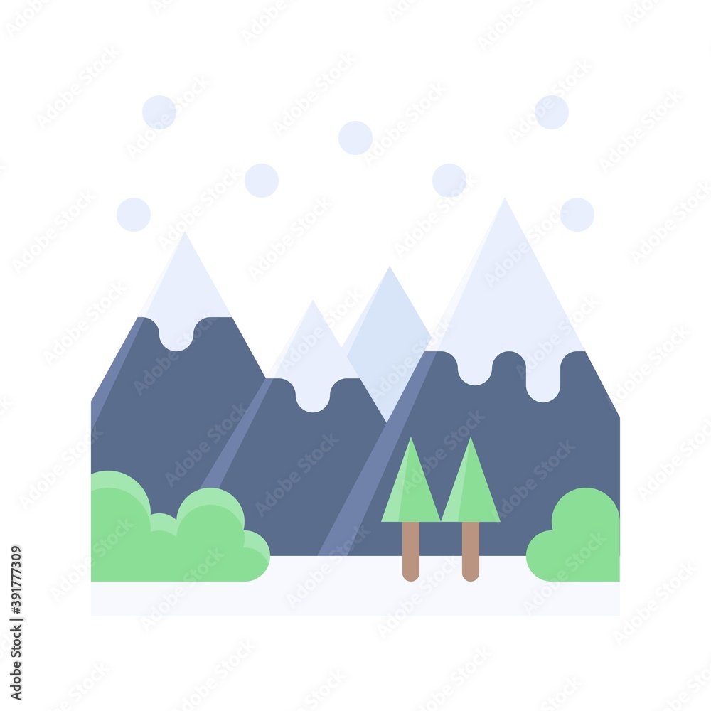 snow town in winter related forest with mountains and ice vectors in flat style,