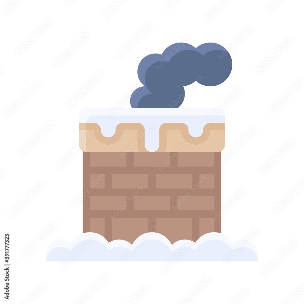 Plakat snow town in winter related chimney with smoke and ice vectors in flat style,