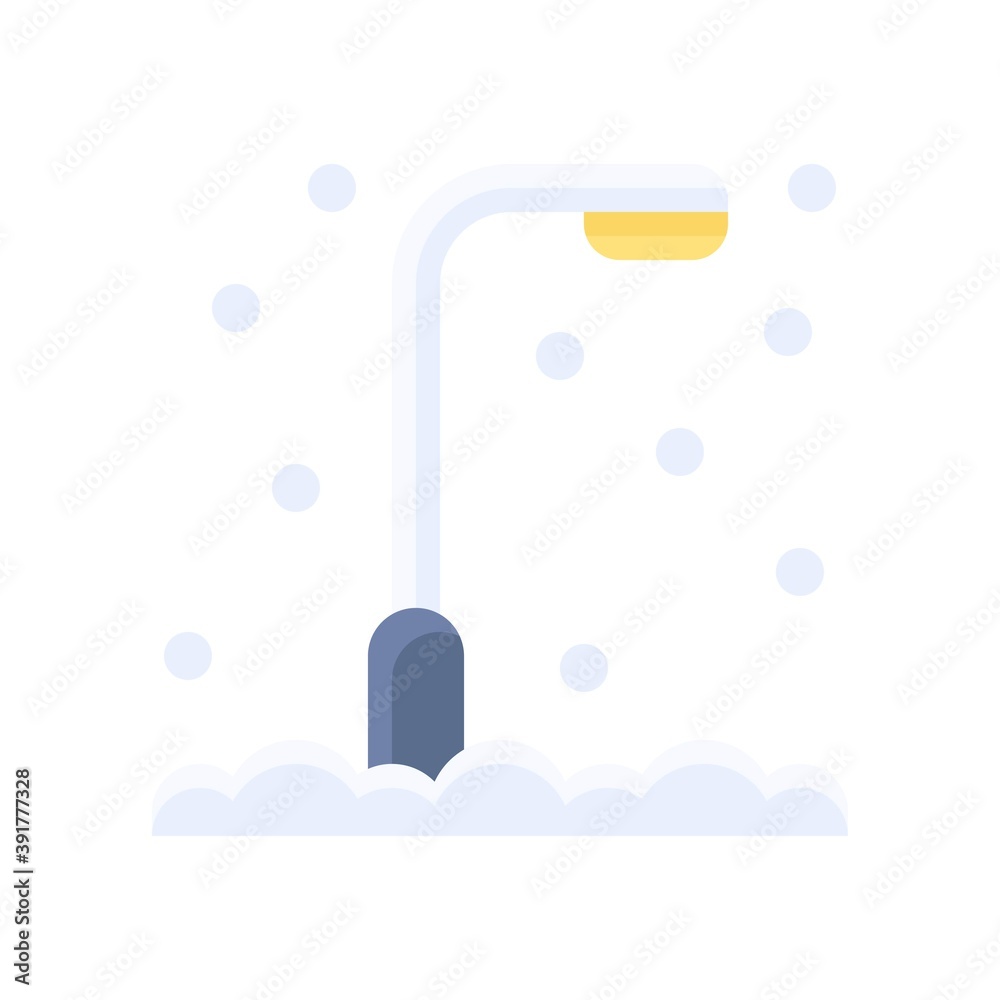 snow town in winter related street lights with stand and ice vectors in flat style,