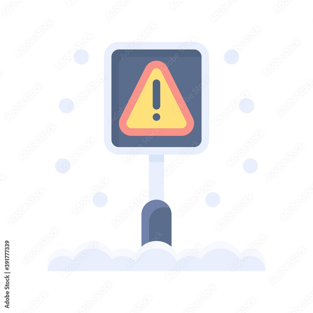 snow town in winter related dangerous sign with stand and ice vectors in flat style,
