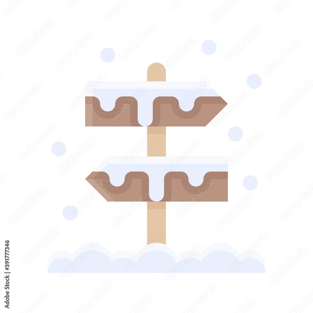 snow town in winter related indicator sign with stand and ice vectors in flat style,