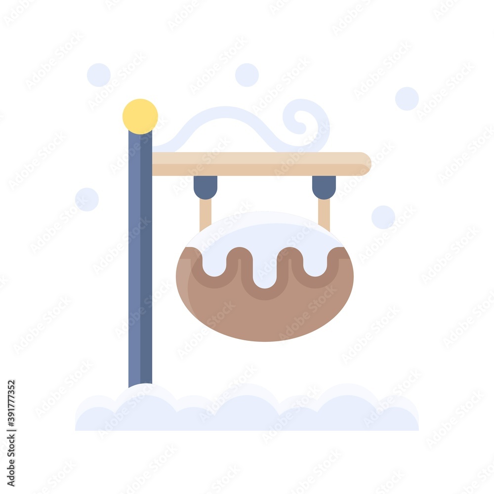 snow town in winter related sign board with stand and ice vectors in flat style,