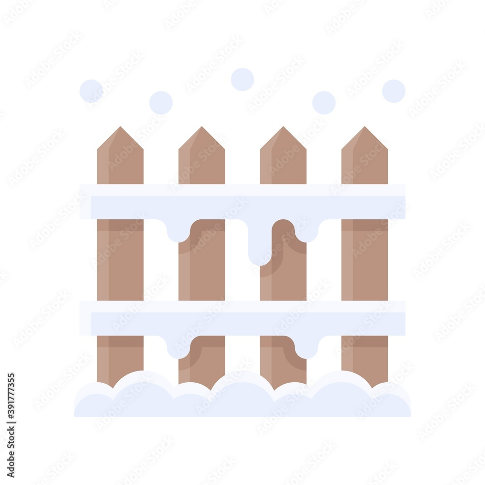 snow town in winter related wooden fence and ice vectors in flat style,