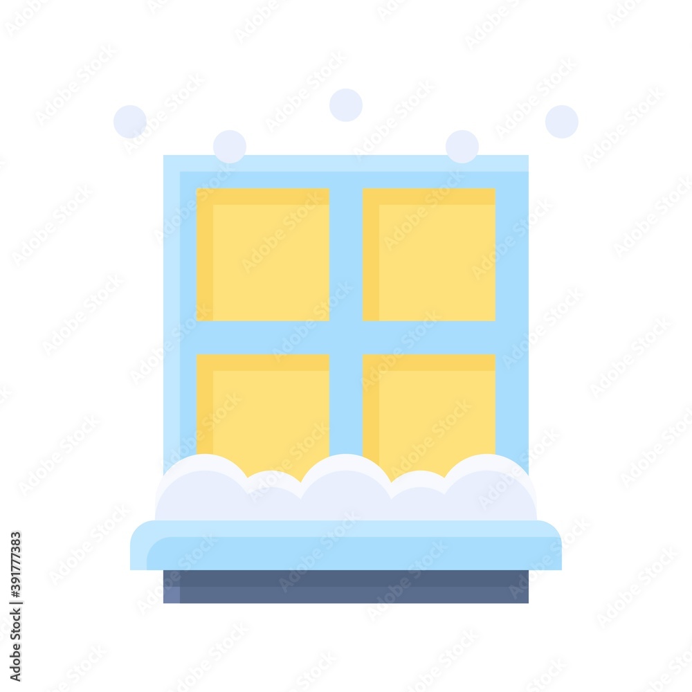 snow town in winter related glass windows and ice vectors in flat style,