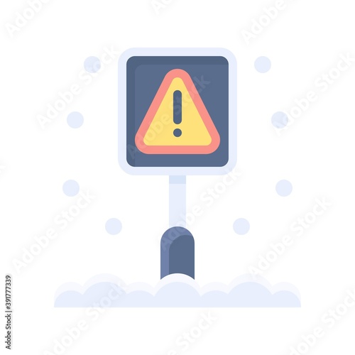 Obraz na płótnie snow town in winter related dangerous sign with stand and ice vectors in flat style, w salonie