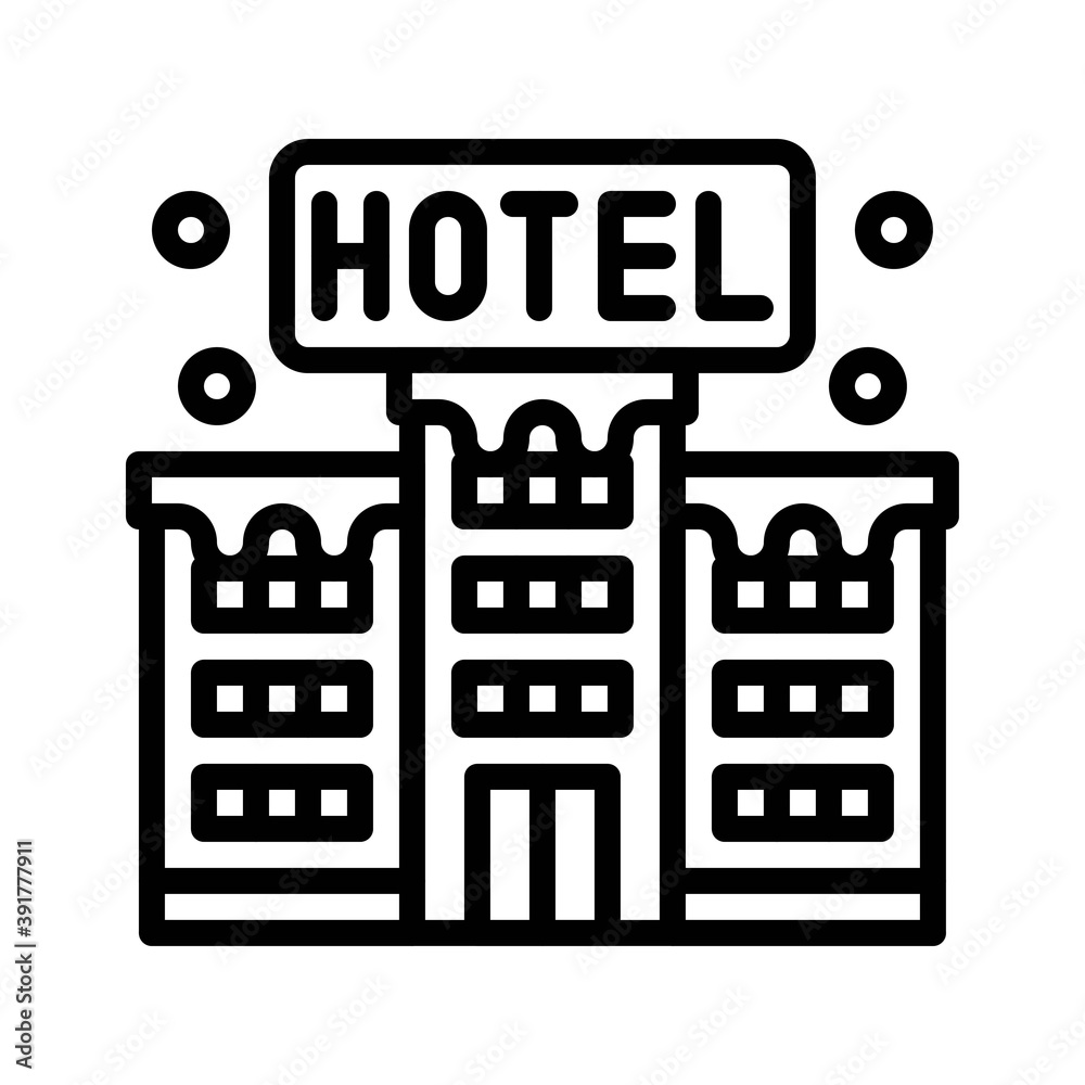 snow town in winter related hotel rooms building with windows and ice vectors in lineal style,