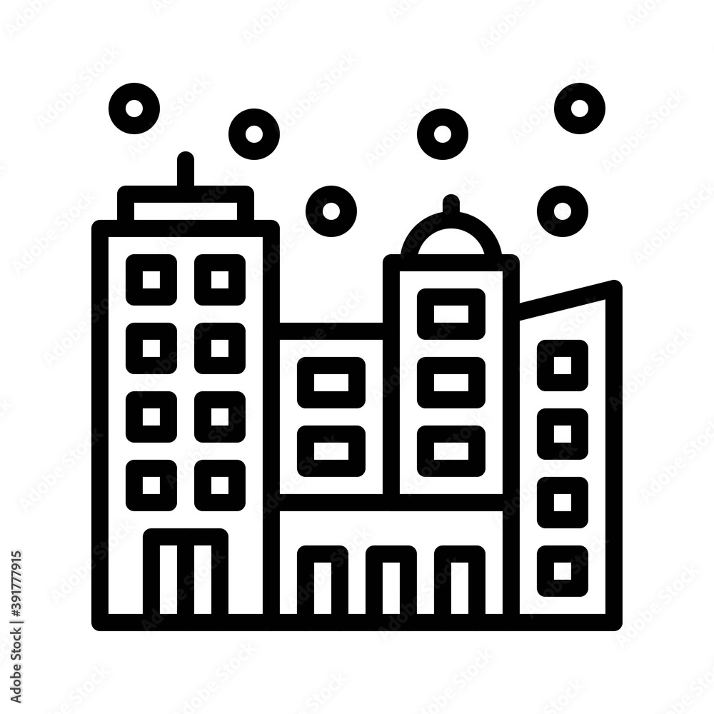snow town in winter related city buildings with windows and ice vectors in lineal style,