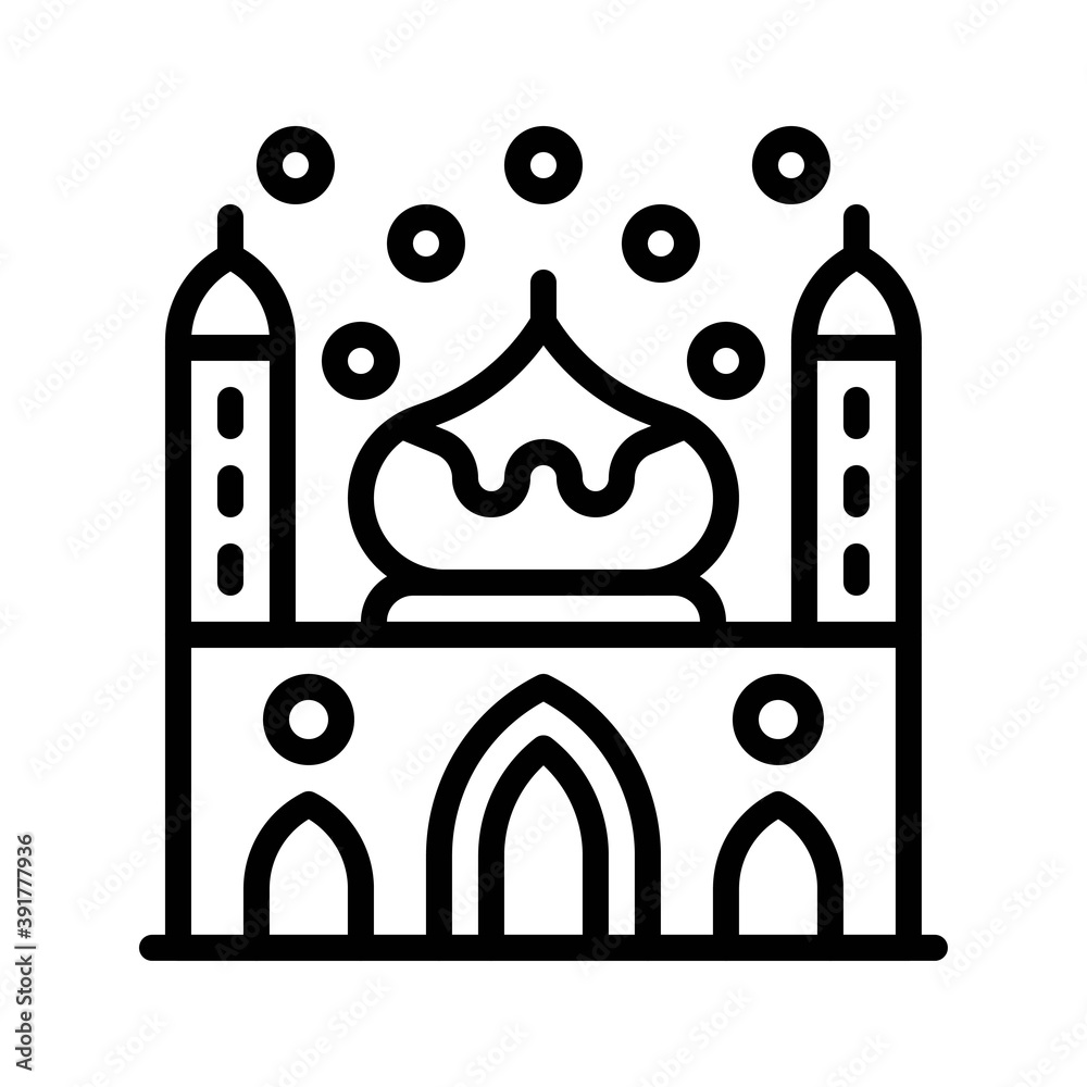 snow town in winter related mosque building with windows and ice vectors in lineal style,