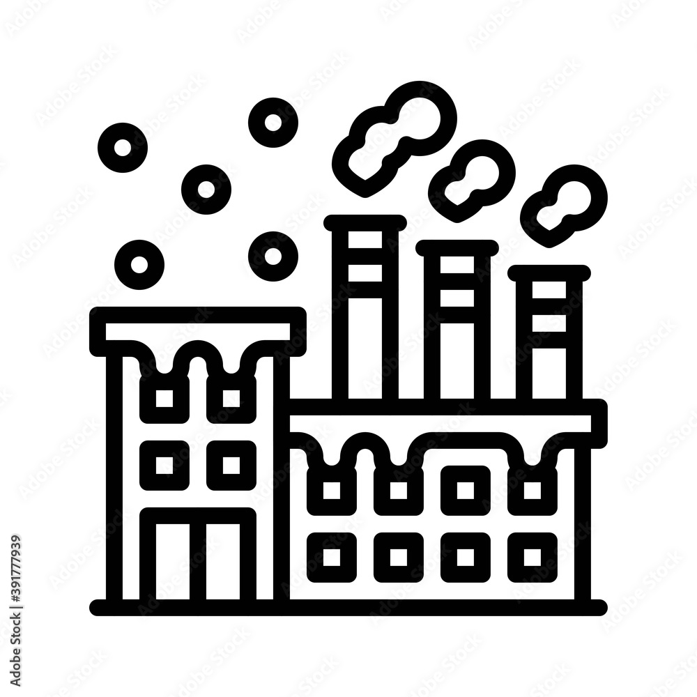 snow town in winter related factory building with windows and ice vectors in lineal style,