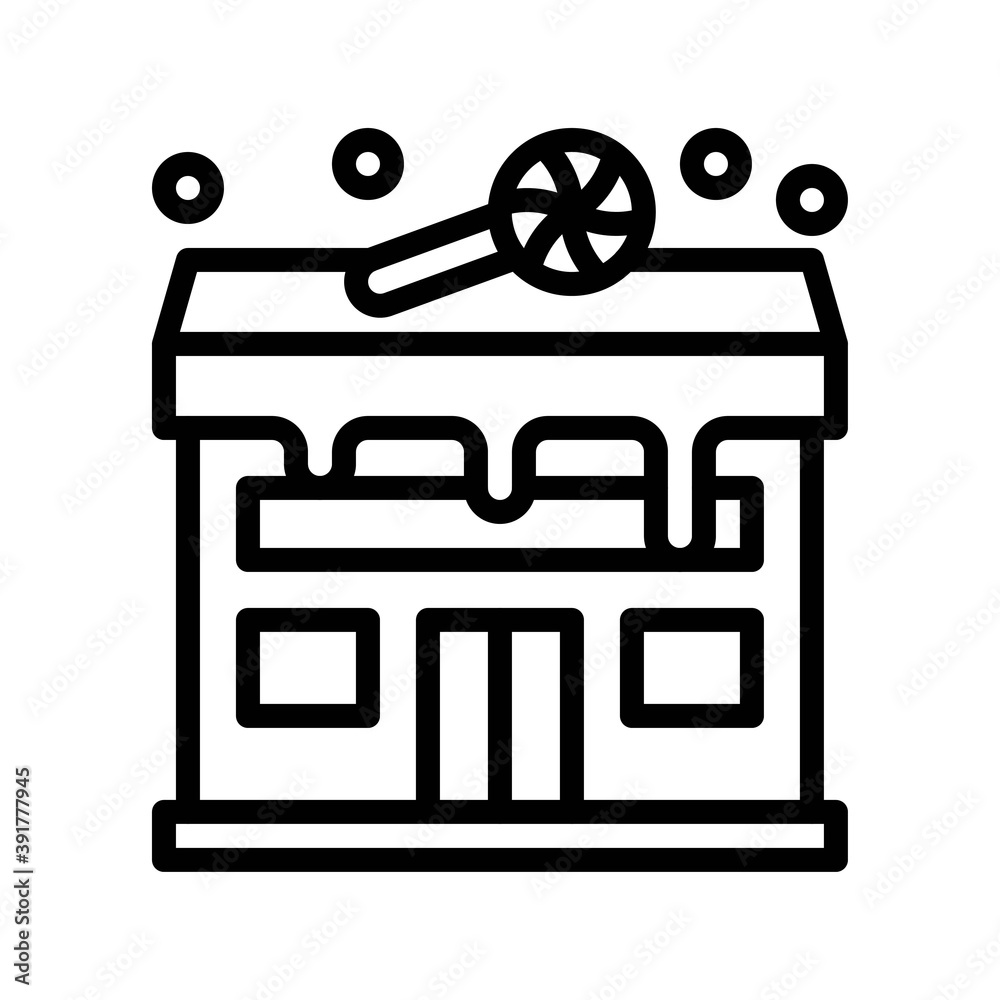 snow town in winter related candy house building with ice and windows vectors in lineal style,