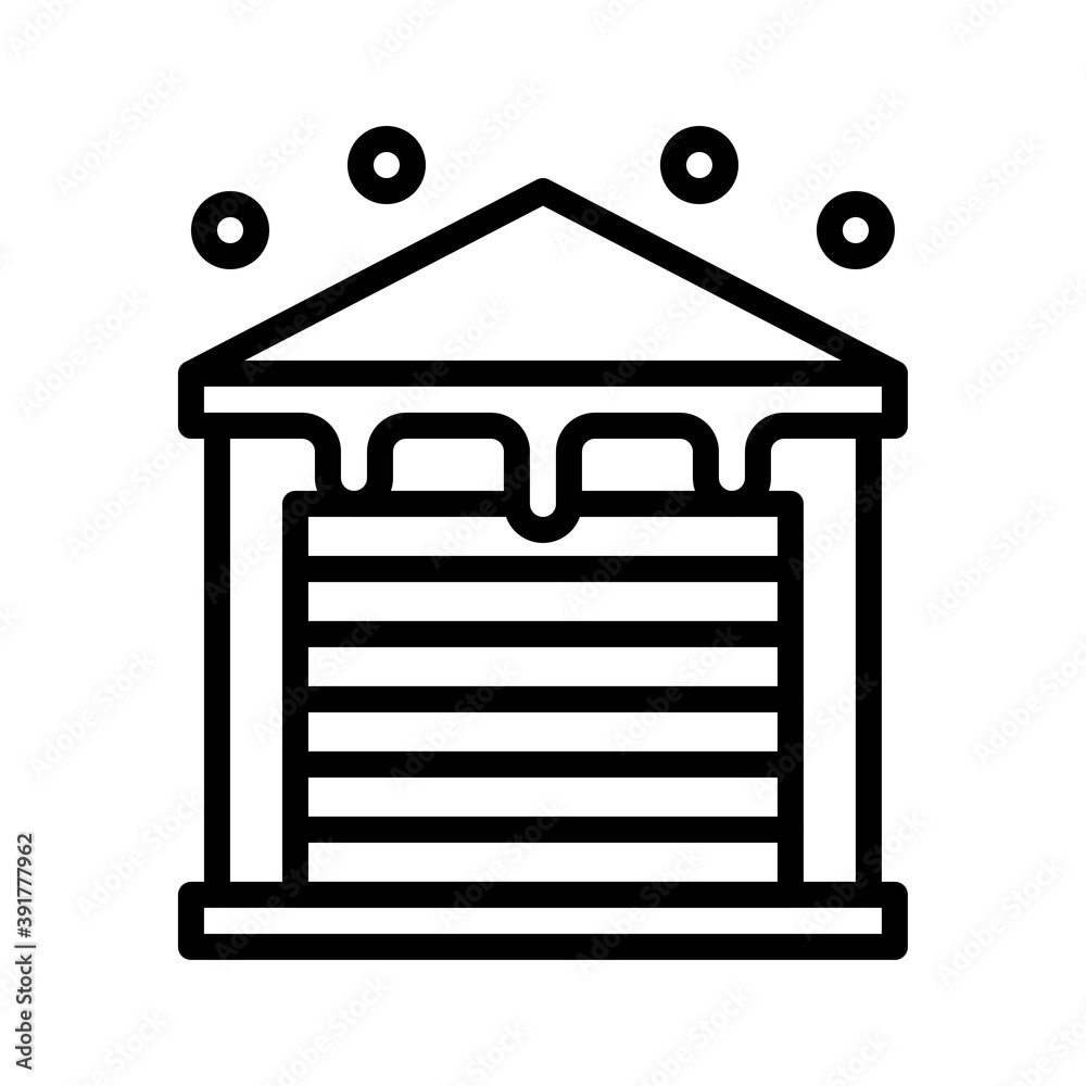 snow town in winter related garage building with ice and shutter vectors in lineal style,