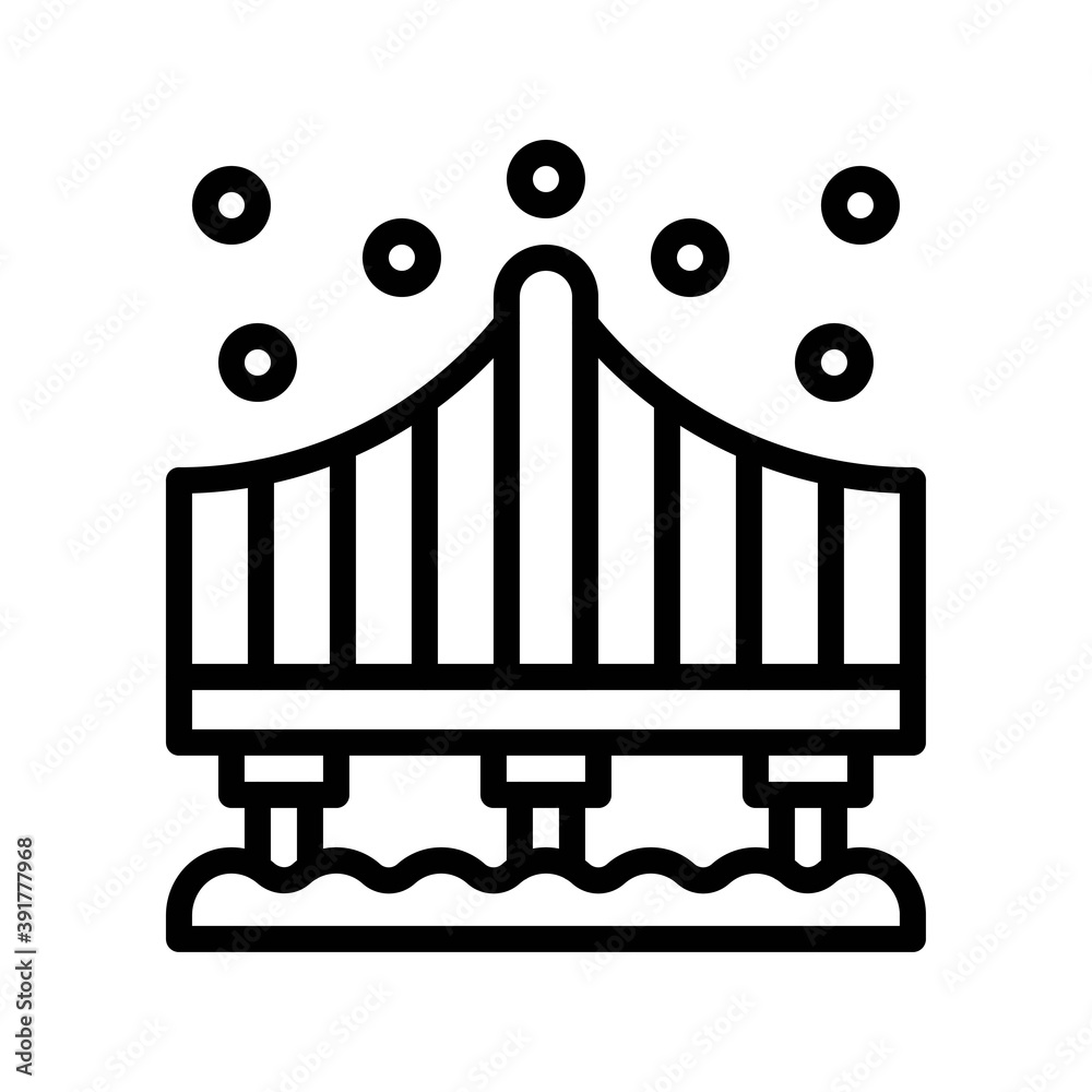 snow town in winter related water bridge with ice and water vectors in lineal style,