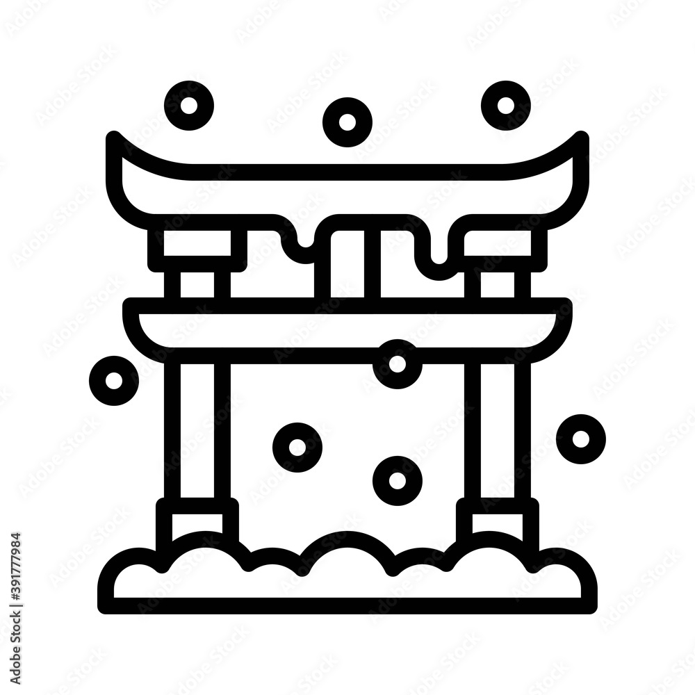 snow town in winter related chinese landscape with ice and thumbs vectors in lineal style,